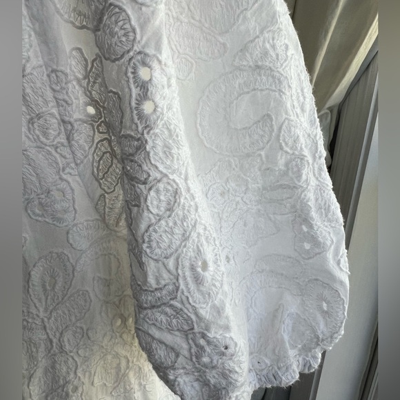 ZARA White Embroidered Eyelet Midi Dress  M Boho Cottagecore Fairycore V Neck - Picture 6 of 11